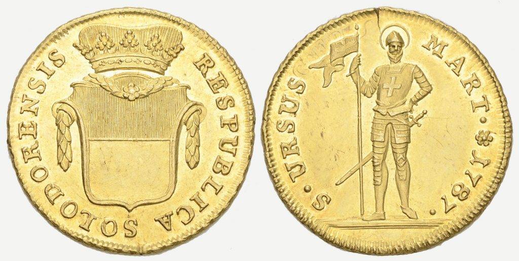 Schweiz, Stadt Solothurn, Doppeldublone 1787, Gold