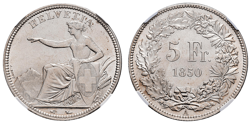 Schweiz, 5 Franken 1850 A
