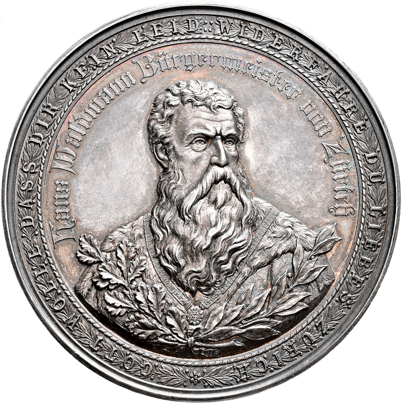 Zürich, Silbermedaille 1889, Hans Waldmann, Avers