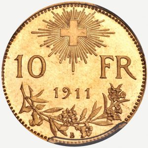 Schweiz, 10 Franken 1911, Revers