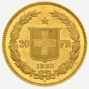 Schweiz, 20 Franken Helvetia 1893, Revers