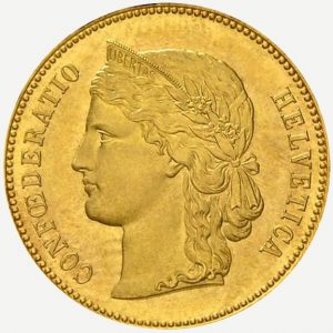 Schweiz, 20 Franken Helvetia 1893, Avers
